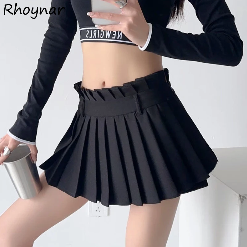 

Pleated Mini Black Skirts Women Minimalist Summer JK Clothes Pure All-match Preppy Hotsweet Girlish Fashion Мини Юбки Kpop Teens