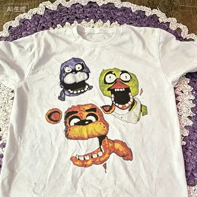 Vintage Five Nights At Freddy's Graphic T Shirt Men FNAF Horror Game Character Print Casual Cotton Short Sleeve Unisex Tops