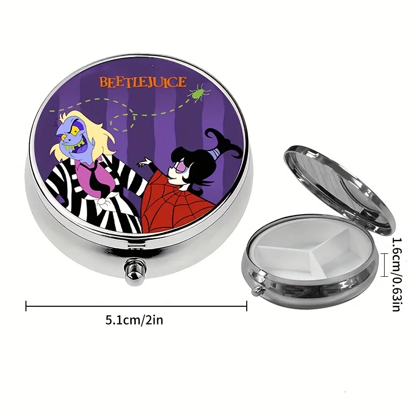 A beetle Lydia round medicine box, mini medicine box,3-compartment box,portable storage box for home use