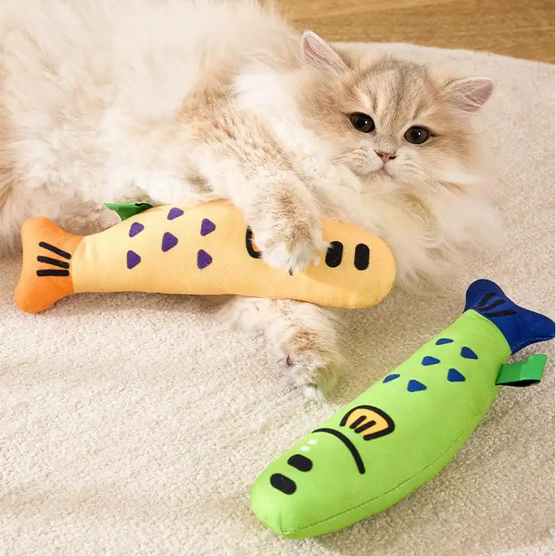 Catnip Toys For Cats Fish Shape Linen Kitten Teasing Toy 26cm/10.24 Inch Interactive Cat Kicking Toys Soft Catnip Crinkle Toys