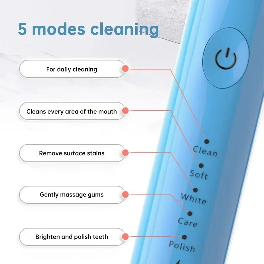 Ultrasonic Sonic Electric Toothbrush Total Washable USB Charging Rechargeable Electronic Whitening Teeth Brush