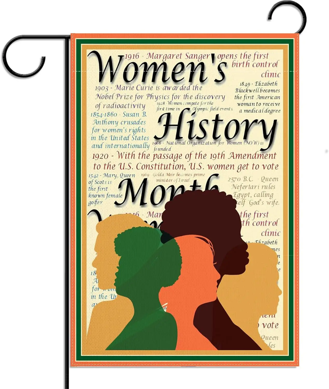 Linen Women;s History Month Garden Flag 12.5x18 Inch Double Sided International Womens Day Decorations and Supplies for Home