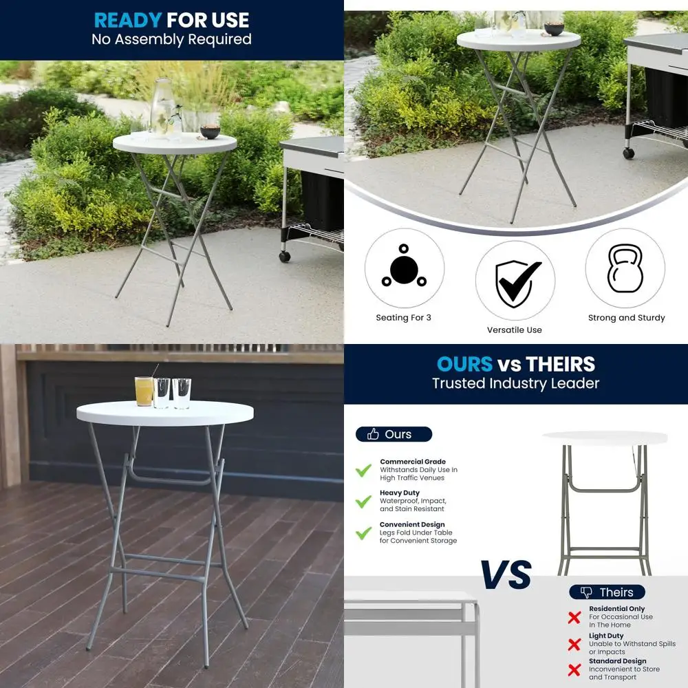 

Набор из 4 белых пластиковых барных столов для вечеринок и мероприятий в помещении и на открытом воздухе