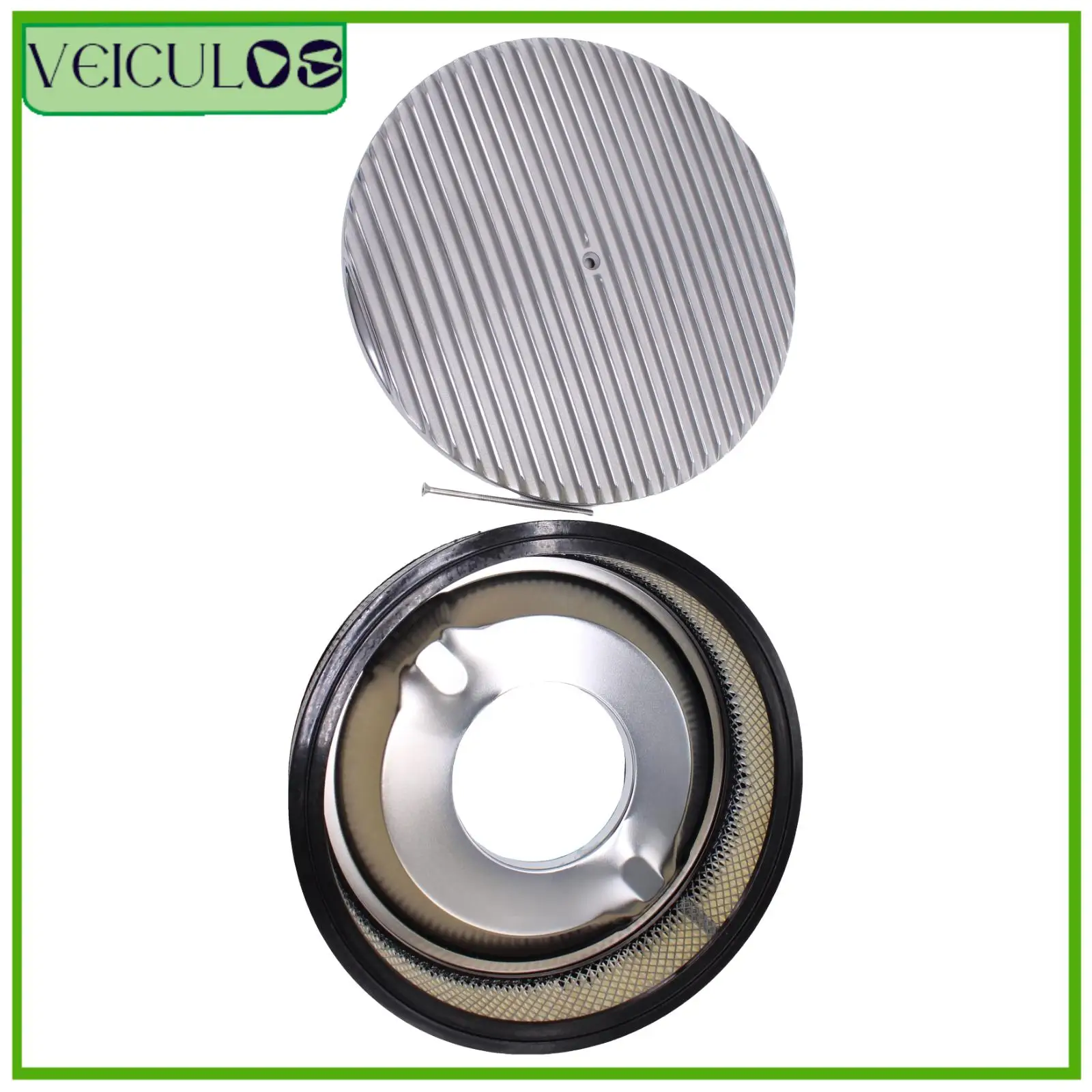 

1pc Finned 14" X 3" Round Polished Aluminum Air Cleaner For Chevy Ford SBC BBC Engine Car Accessories Parts Replacement