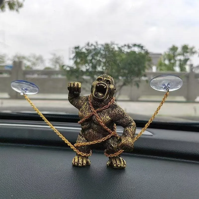 Violent Gorilla Car Decor Fierce and Powerful Restrained Gorilla Statue Artistic Animal Sculpture for Dashboard Shelf Office