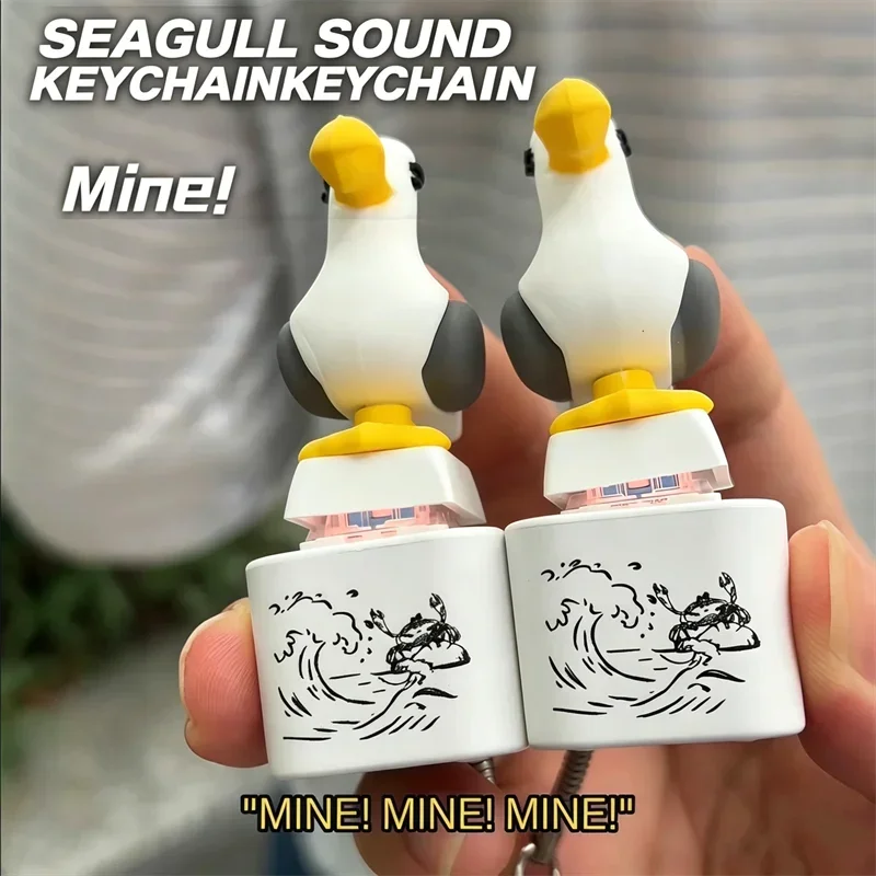 Hot Mine Bird Voice Key Luminous Electronic Pendant Keyboard Decompression Sound Little Seagull Portable Keychain USB Model Gift