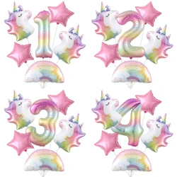 1set Rainbow Unicorn balloon Set Bouquet of Unicorn Balloons for Girls Birthday Party Decorations Rainbow Unicorn Party Supplies
