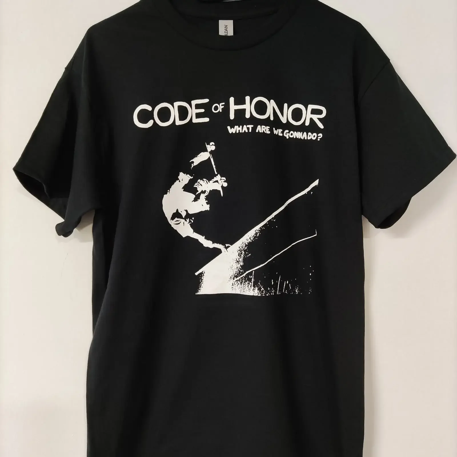 Code Of Honor Punk Hardcore Band 'What Are We Gonna Do' Print Casual Black  T Shirt vintage Washed Stretched Stylish streetwear