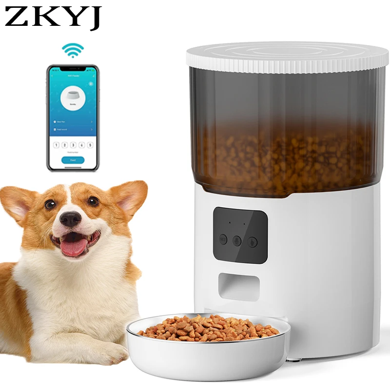 New 4L Dog Automatic Feeder Cat Smart Food Dispenser Regular Quantitative Feeding With Recording Graffiti WIFI Pet Feeder