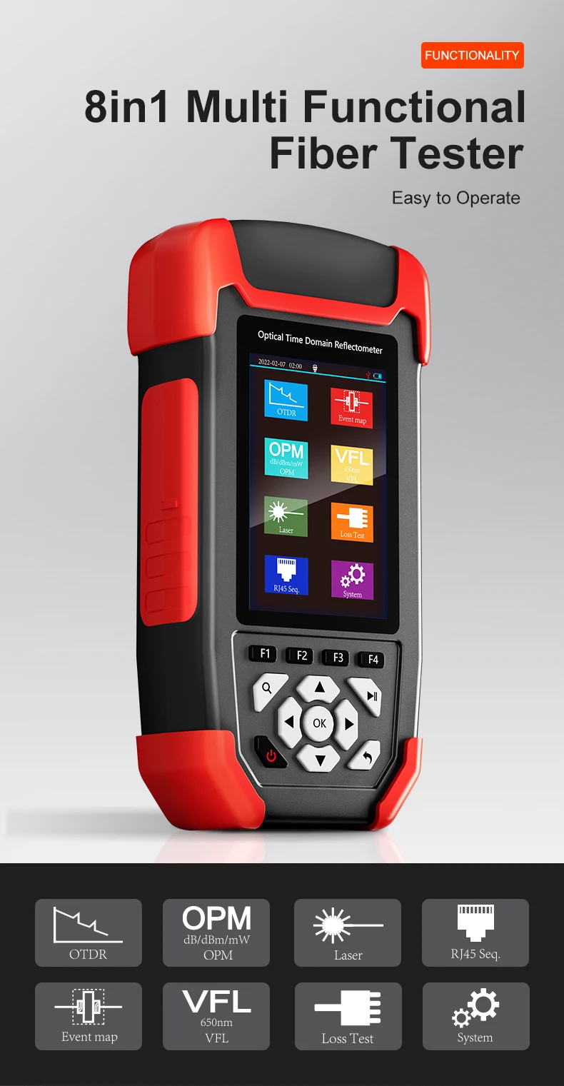 NOYAFA NF-981 OTDR Optisches Leistungsmessgerät Glasfaser-Tester Fehlerdetektor mit OPM VFL OLS Ereigniskarte Ethernet-Kabeltester – Detail 2