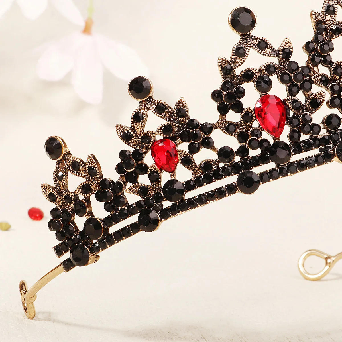 Rote Luxus Braut Hochzeit Krone handgemachte Strass elegante Tiara Halloween rote Kollektion Haarbänder Kopfschmuck Zubehör – Detail 8