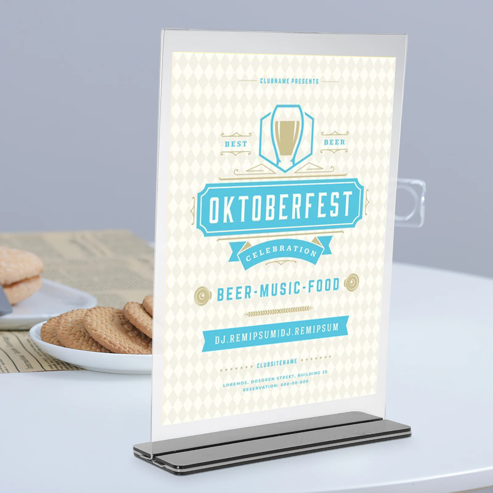 

T Shape Acrylic Sign Holder A4 Size Double Sided Menu Display Rack Price Tag Display Stand Tabletop Label Holder