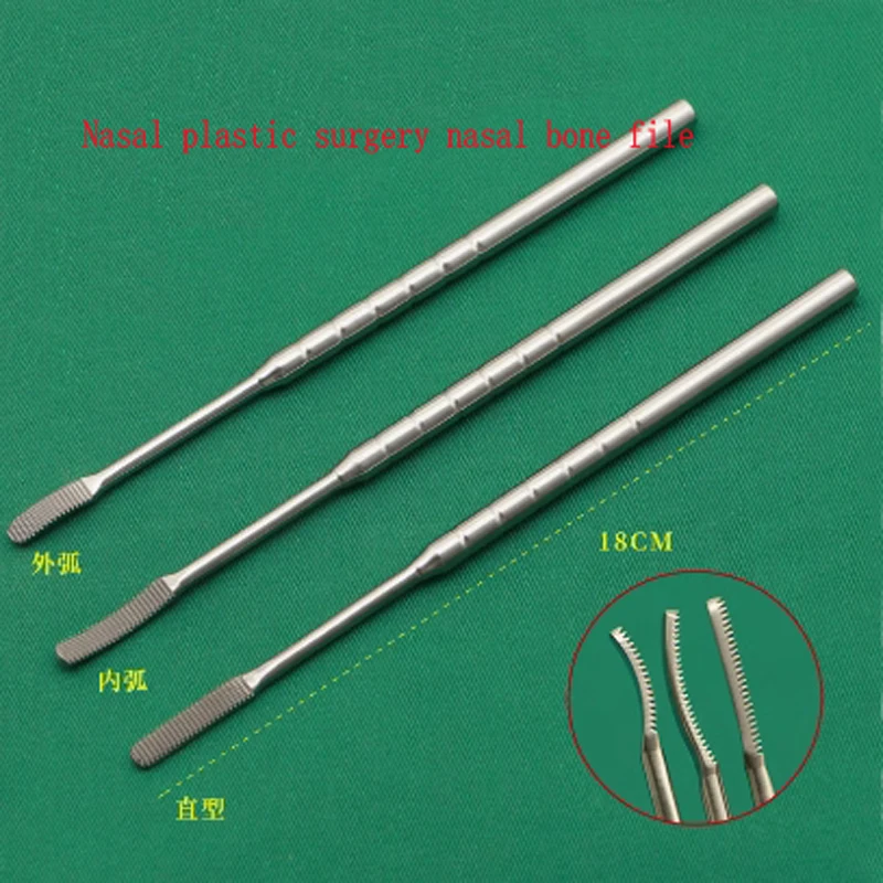 Stainless steel nasal bone rubbing cosmetic plastic surgery tools and instruments for nose correction, straight inner and outer