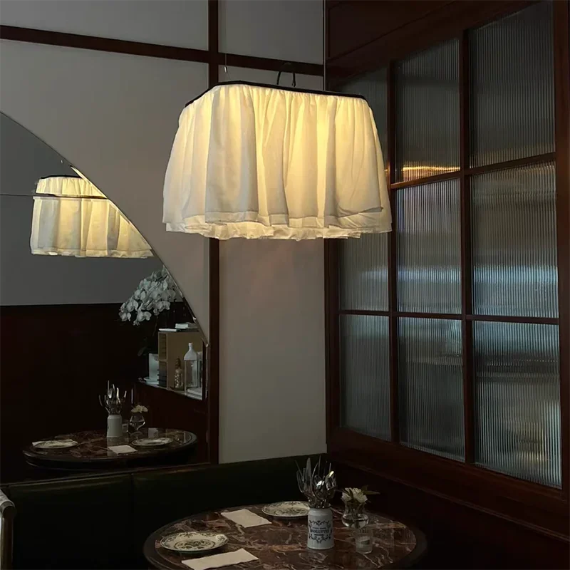 بساطتها وابي سابي الأبيض النسيج قلادة أضواء المعيشة مطعم غرفة نوم ديكور المنزل LED مصباح معلق تركيبات الإضاءة الداخلية