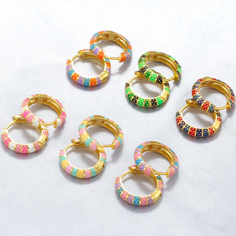 ZHUKOU Bohemian Ethnic Oil Drip Crafted Colourful and Vibrant Women\'s Earrings 1 pair: VE1385