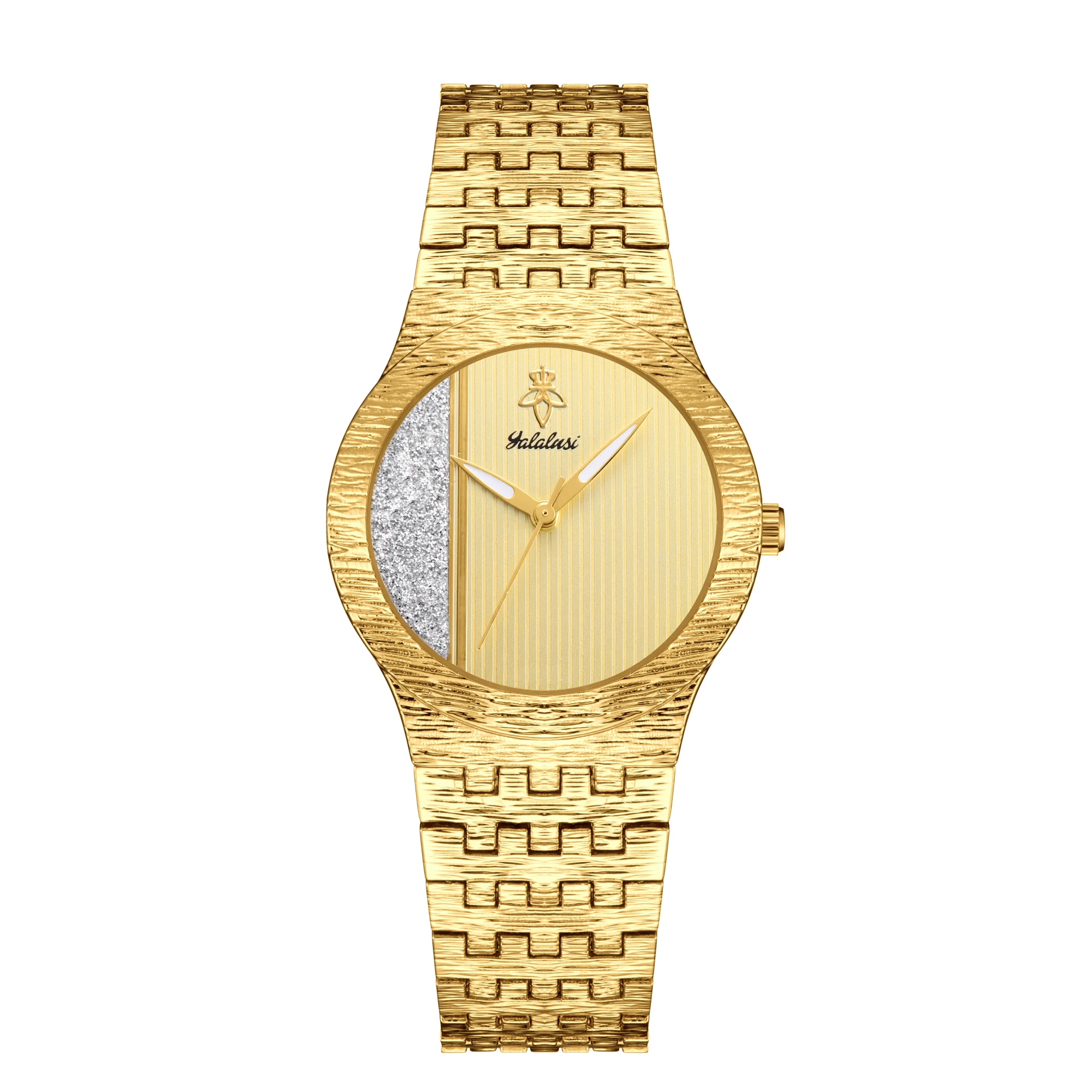 YaLaLuSi Modische Runde Glitzernde Mehrfarbige Quarzuhr mit Stahlarmband – Lässiger Unisex-Zeitmesser, Perfekt als Geschenk Reloj – Detail 10
