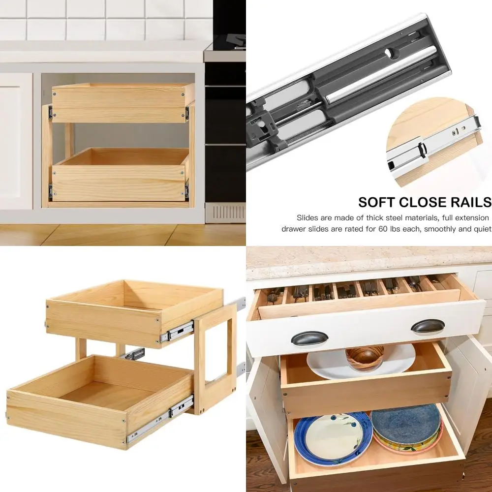 منظم درج إغلاق ناعم من طبقتين 23 وات × 21 عمقًا × 16 ساعة للمطبخ والخشب والتخزين عالي التحمل #1