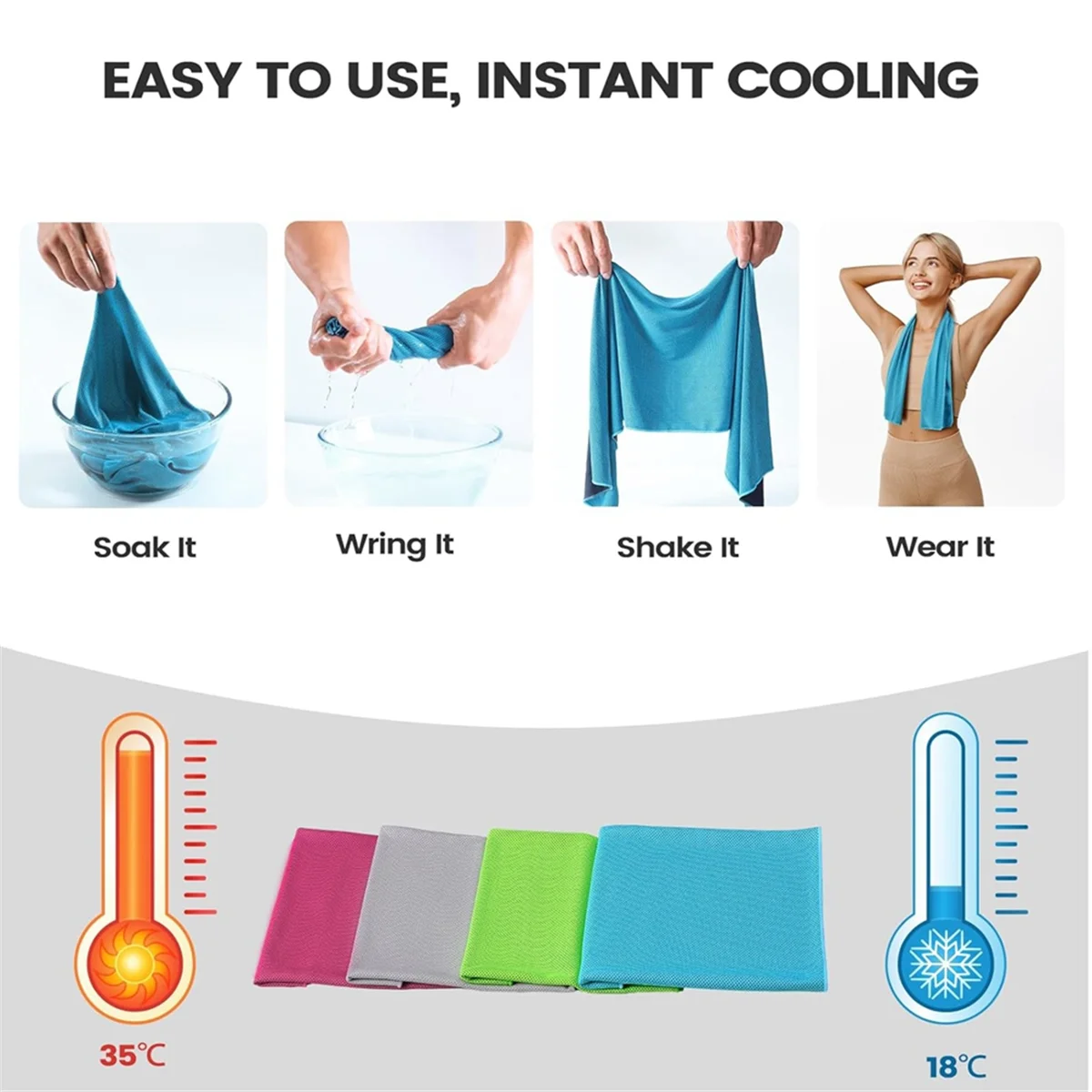 

ABHQ-4 Pack Cooling Towels, Breathable Gym Towels Cooling Towels for Neck and Face for Gym Yoga, Camping, Fitness, Running