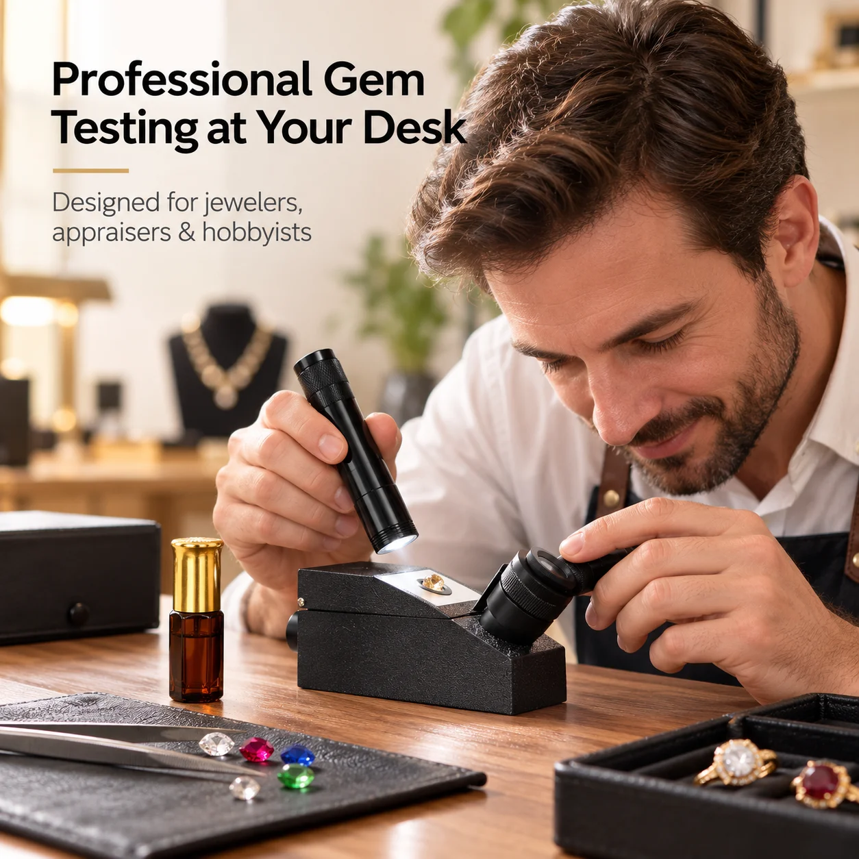 AOLIVIYA Gemstone Refractometer Gem Refractive Index Tester Jewelry Identification Tool Optical Gemology Testing Instrument