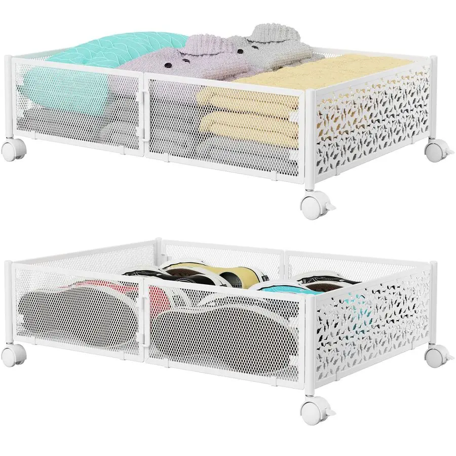 

Bed Storage, Under the Bed Storage Containers with Wheels, Under Bed Shoe Storage Organizer Drawer for Bedroom Clothes Shoes Bla