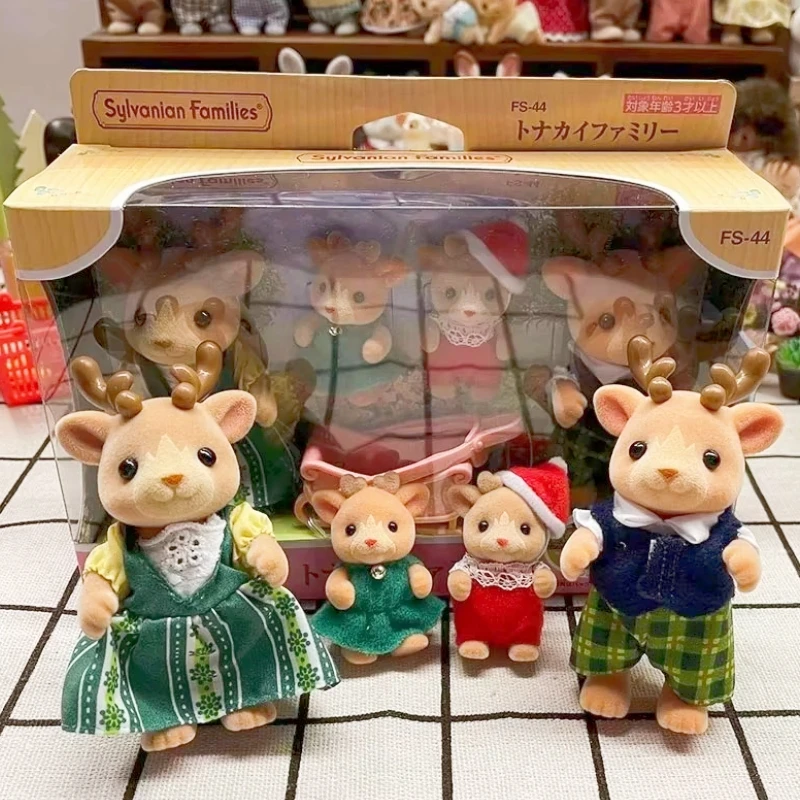 Sylvanian Families Reindeer Anime Figures Cute Kawaii Version Rabbit Wide Eared Fox Persian Cat Girl Doll Birthday Gifts Toys