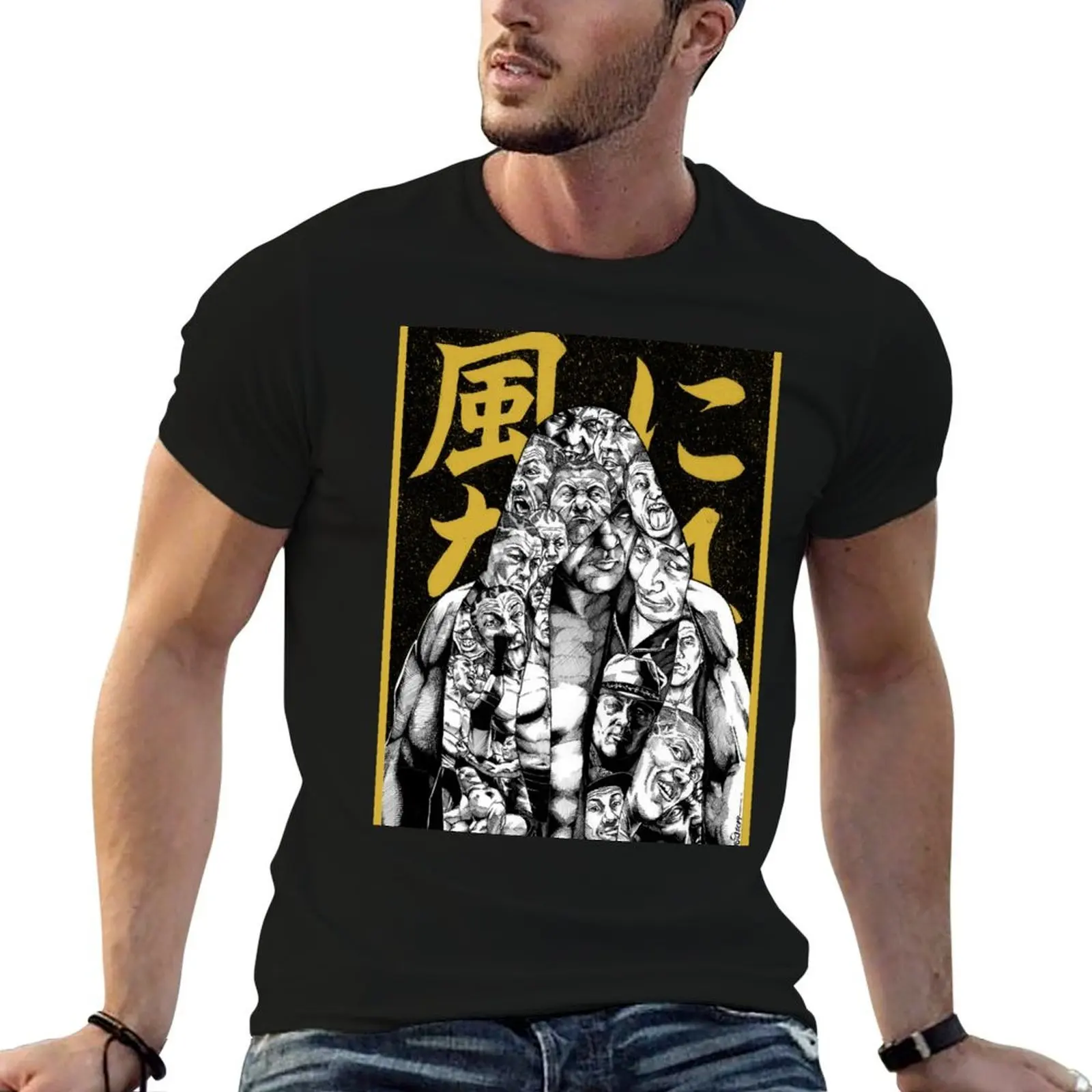 Camiseta KAZE NI NARE (GOLD), camiseta para hombre, camiseta de verano para hombre, camisetas gráficas de marca de lujo 100% algodón para hombre, camiseta