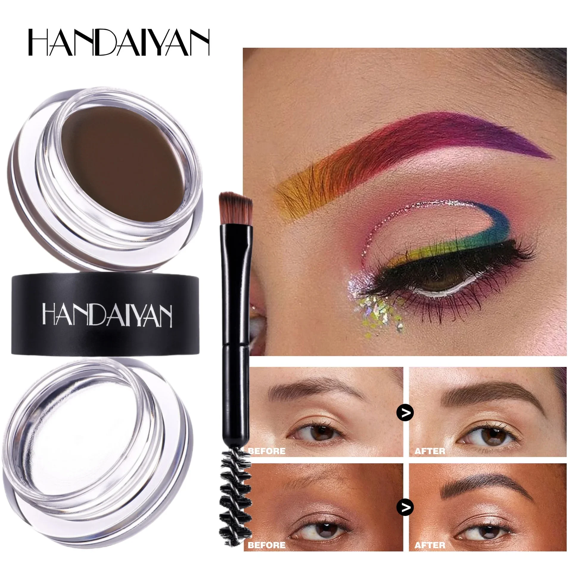 HANDAIYAN 3d façonnage teinte et cire à sourcils longue durée imperméable style résistant à la transfert résistant aux taches 2 en 1 colorant crème à sourcils