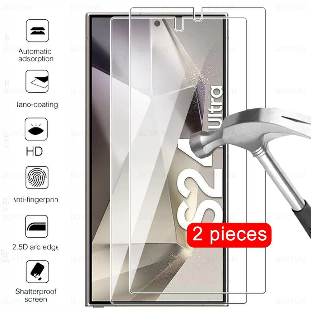 2 Pcs Screen Protector Tempered Glass For Samsung Galaxy S24 Ultra Plus Protective Glass Samsang S 24 S24+ S24Ultra S 24Ultra 5G