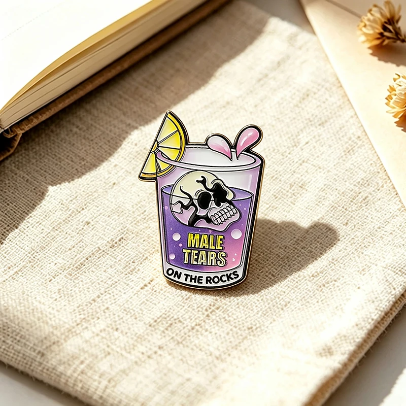 Cartoon Drink Pins 6-style Enamel Metal Eyeball Skull Cocktail Cup Brooch Pin On Clothes Bags Badge Fashion Accessories Gifts