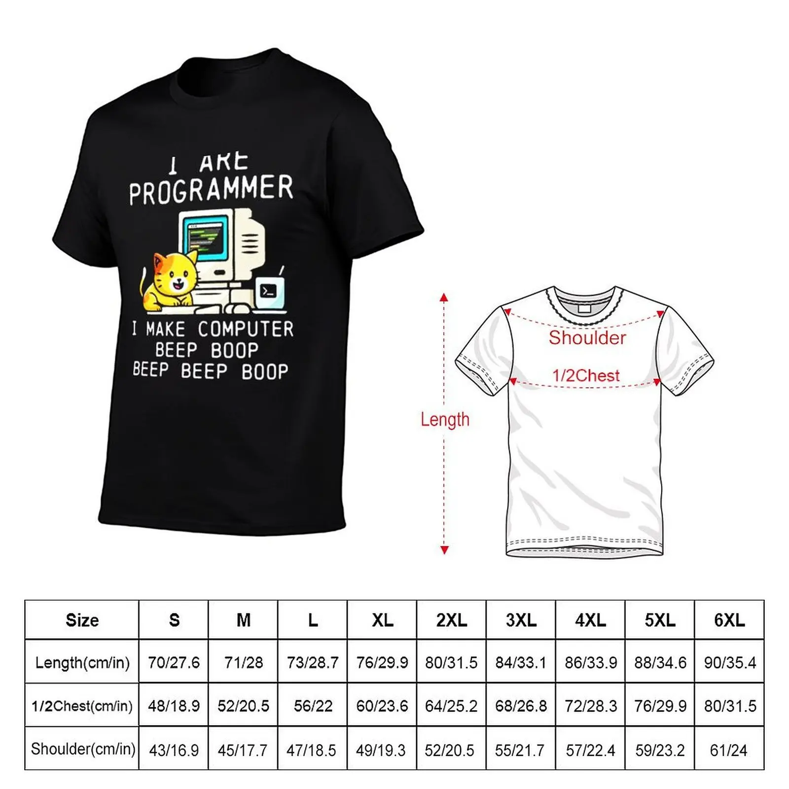 Programmer Cat Beep Boop Coding T-Shirt aesthetic clothes blacks men clothings