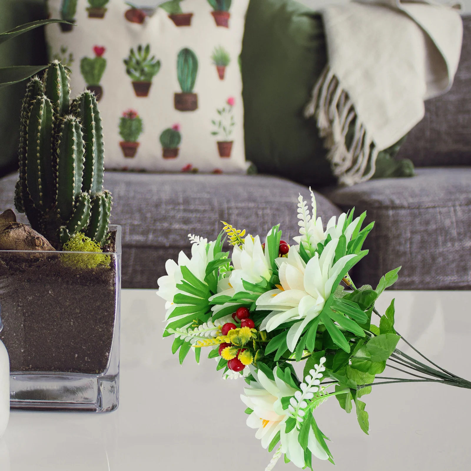 

2pcs Simulation Chrysanthemum Artificial Buddha Flowers For Grave Decoration Plastic Bouquet Sacrifice Supplies Fake Flower