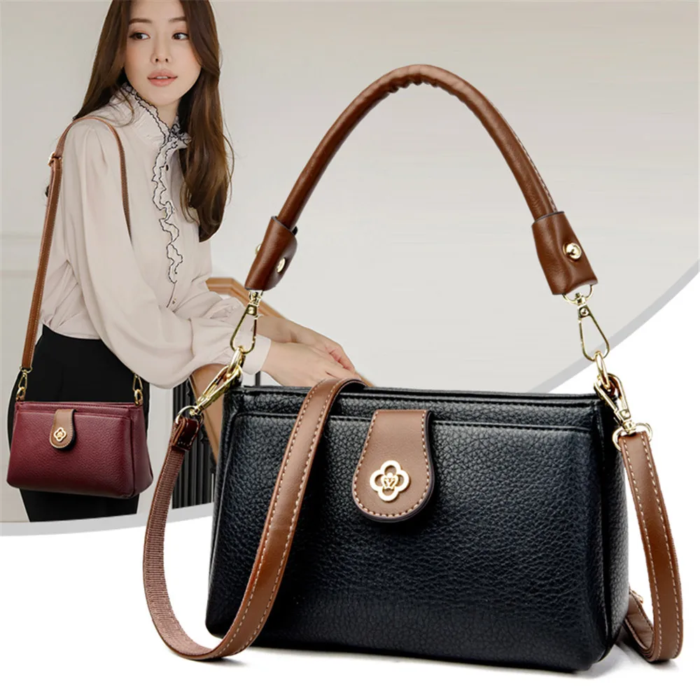 Imagem -02 - Bolsas de Ombro de Couro Macio das Senhoras Tendência Cor Sólida Pequena Bolsa Crossbody para Mulheres Luxo Bolsa e Bolsas Designer Feminino 2023