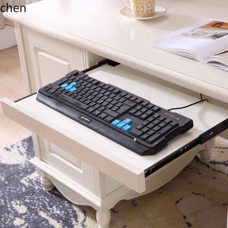 

HXL Computer Desk Desktop Writing Desk Office White Solid Wood Desk