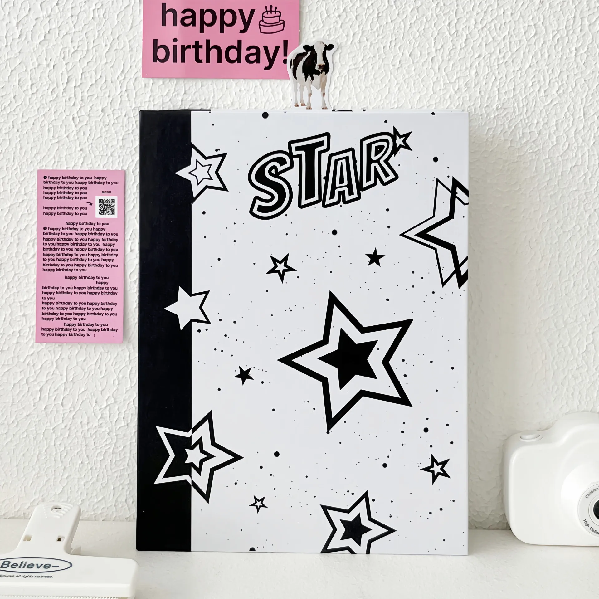 Y2K Gradient Cute Cartoon A5 Loose Leaf Album, Star Chasing Hard Shell Three Inch Card Book, Thin Storage Book