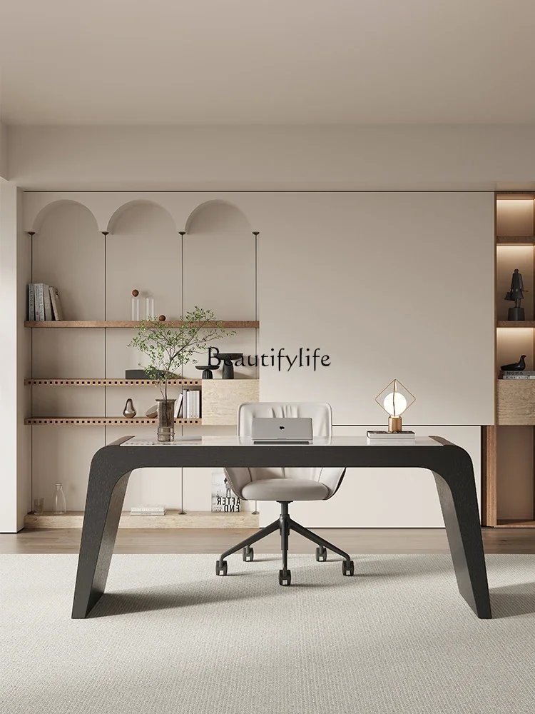 

FG28Stone Plate Italian Minimalist Home Living Room Solid Wood Desk High-Grade Light Luxury Computer Desk