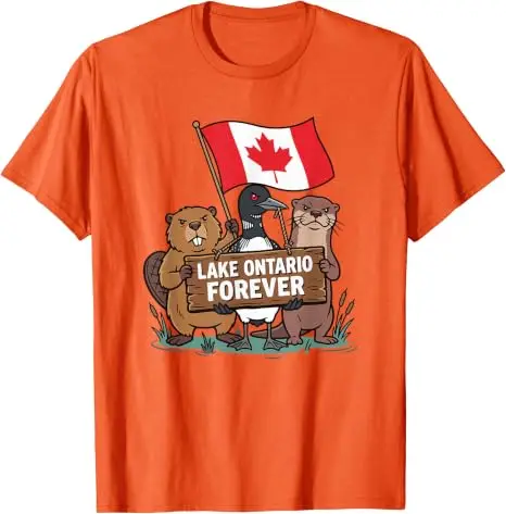 Lake Ontario Forever Otter Animals Flag Lustiges Anti-Lake-America T-Shirt Y2k Pro Lake Ontario Beaver Grafik-T-Shirt für Männer Jungen – Detail 14