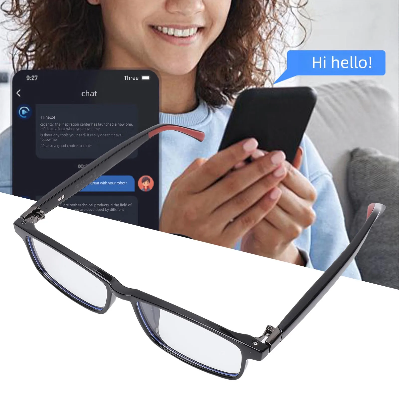 

Умные очки с микрофонными динамиками, блокирующие синий свет, Bluetooth, очки для перевода искусственного интеллекта, поддержка 100- языков для социальной музыки, Trav