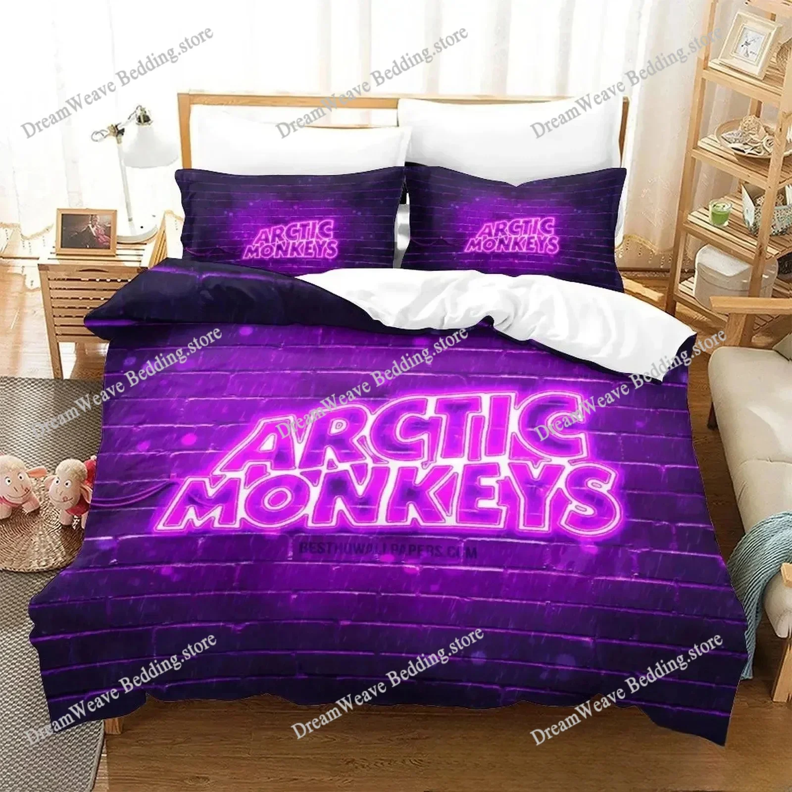 

3D Print Arctic Monkeys Music Band Bedding Set Duvet Cover Bed Set Quilt Cover Pillowcase Comforter King Queen Size Boys Adult96