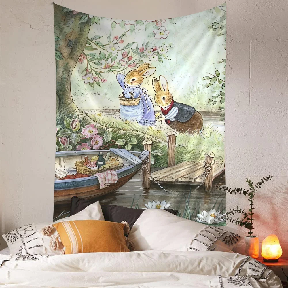 Beatrix Potter Character Illustration Cartoon Tapestry Wall Hanging Decoration Household Home Decor