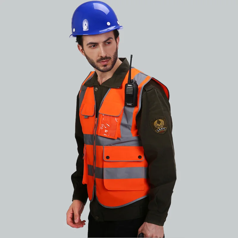 High visibility workwear safety vest logo printing workwear safety gilet Security waistcoats with reflector stripes New arrival