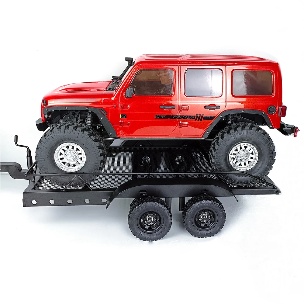 YEAHRUN Metal Trailer Car Cargo Carrier for 1/10 RC Crawler Axial SCX10 CC01 F350 HILUX 90034 D90 TRX-4 Upgrade Parts