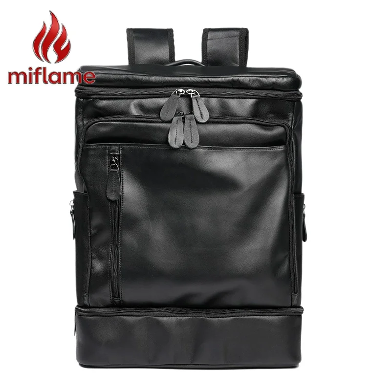 

Men's Crazy Horse Top Grain Leather Backpack Vintage Retro Korean Style Large Capacity Multifunctional Travel Hiking