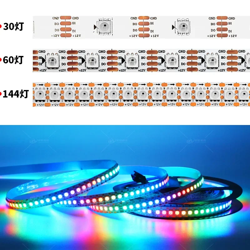 DC12V WS2815 (WS2812B WS2813 aggiornato) RGB LED pixel Strip Light SPI LED indirizzabile individualmente Dual-Signal 60/74/96/144LED/m