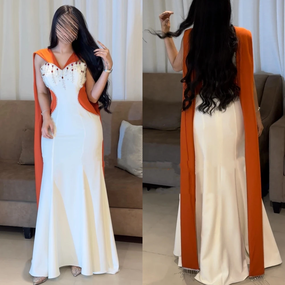 Personalizado Jiayigong Sparkle Prom satén rebordear fiesta de boda A-line cuello en V vestido de ocasión a medida vestidos largos