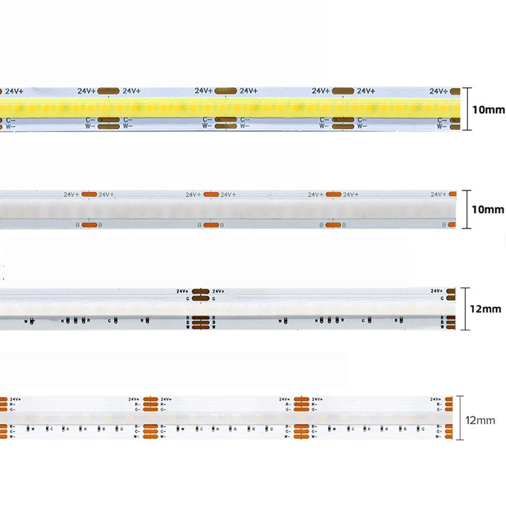 

5m COB LED Strip RGBCW RGBWW RGB CCT 12V 24V DC 608 784 840LEDs/m Flexible FCOB LED Tape IP20 Waterproof High Density Dimmable