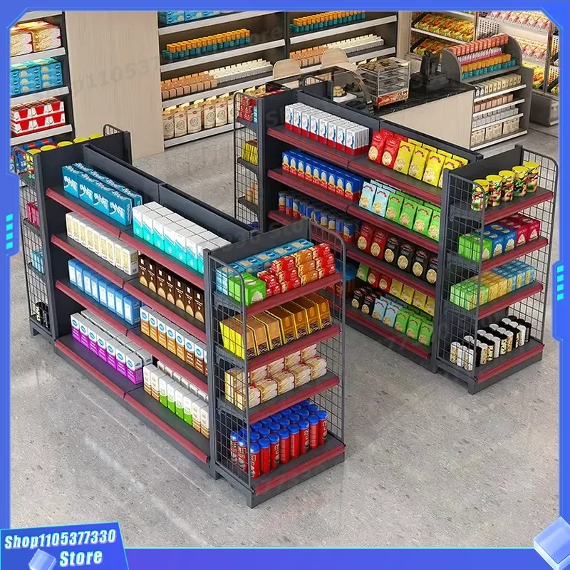 Modern Metal Supermarket Shelves Grocery Store Snack Display Rack Shopping Equipment Grocery Store Metal Display Shelves