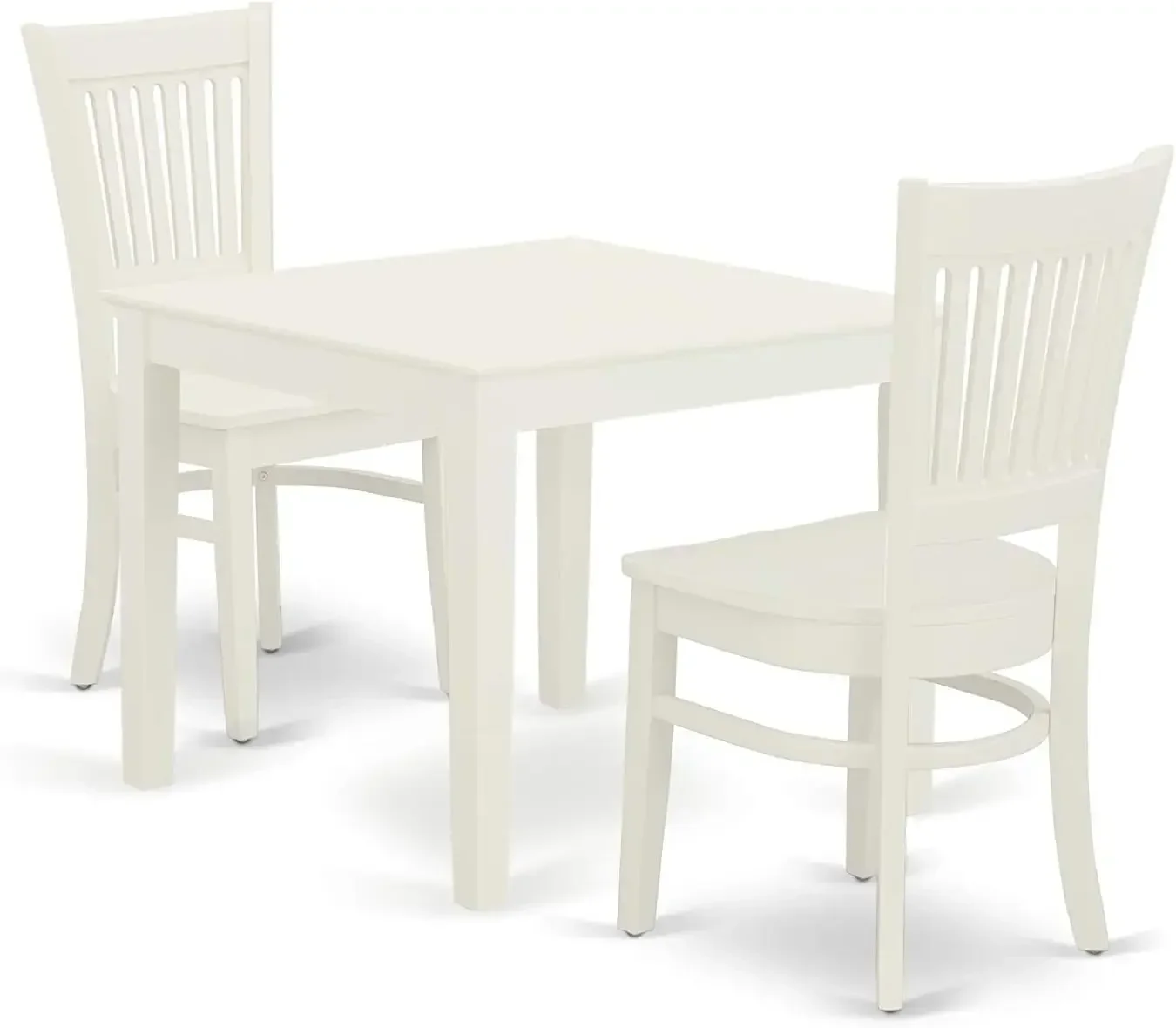 East West Furniture OXVA3-LWH-W Oxford 3 Piece Set Contains a Square Dining Room Table and 2 Kitchen Chairs, 36x36 Inch