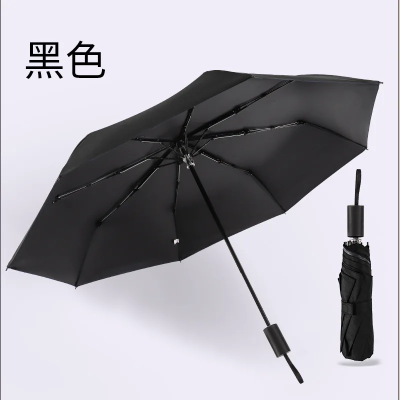 Triple fold black rubber sunsha cd wood handle, eight strand business advertising umbrella