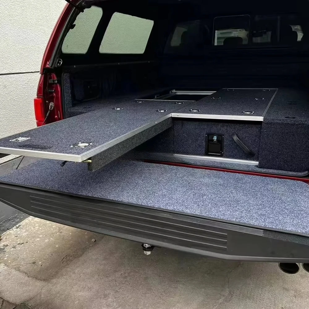 

Double Drawers for Jeep Wrangler JK 2007-2018 with Universal Side wings Truck Bed Tooling Box 2 Top Fridge Slider Storage case