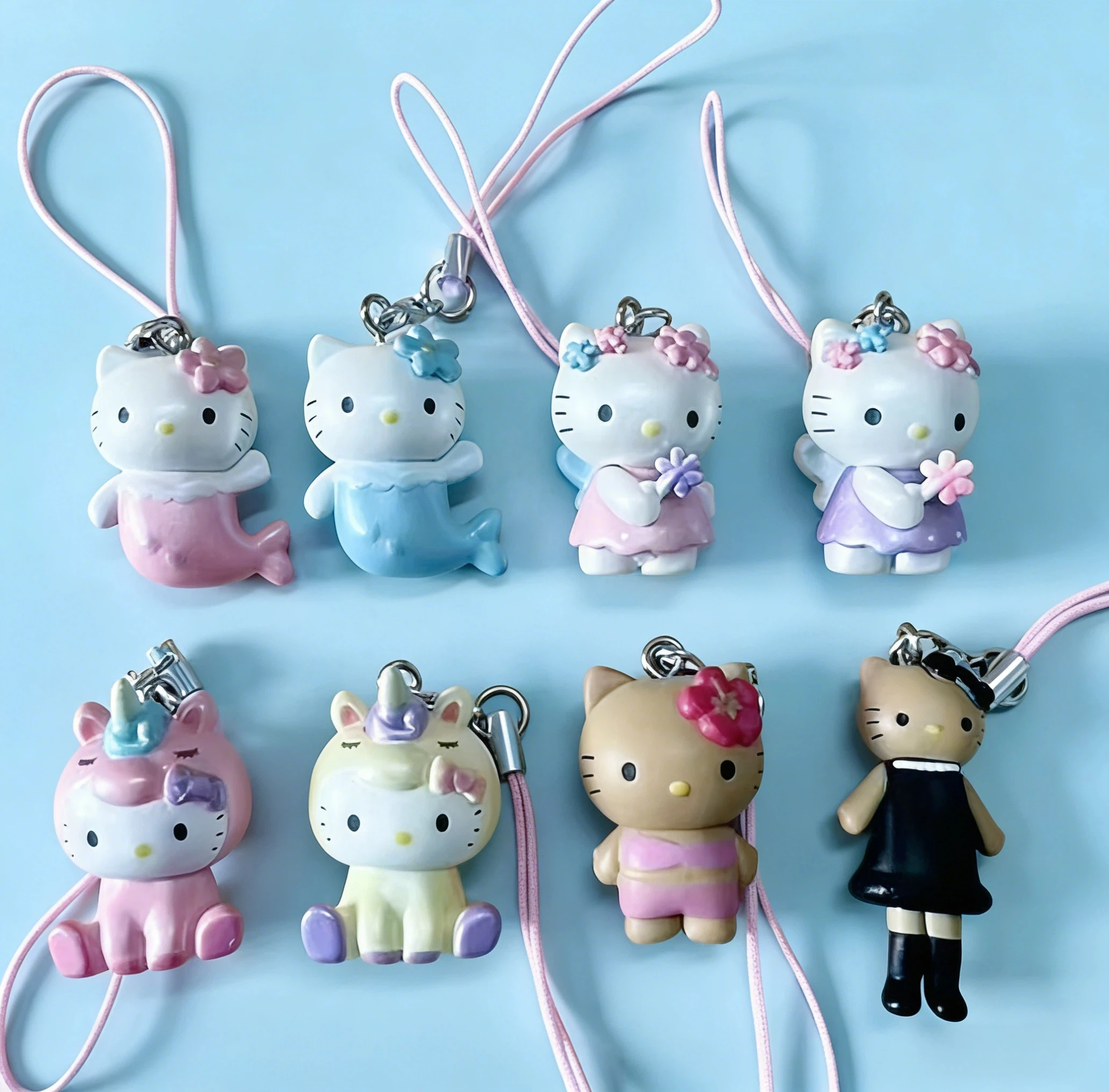 

In-Stock Mermaid Phone Chain Decorations Kt Cat Fantasy Series Black Leather Long Leg Pendant Keychain Mini Doll Birthday Gift